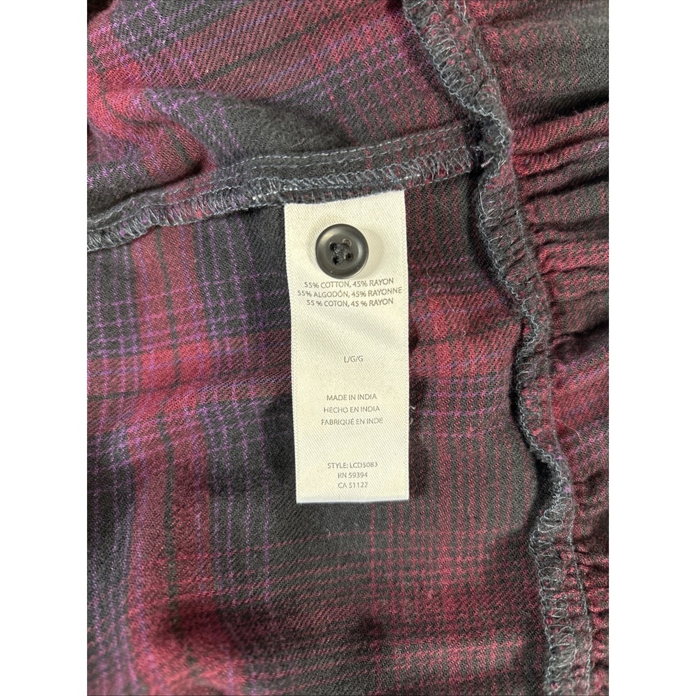 Beach Lunch Lounge Darcie Babydoll Plaid Flannel Dress Red Black Large LCD5083 - Picture 6 of 16